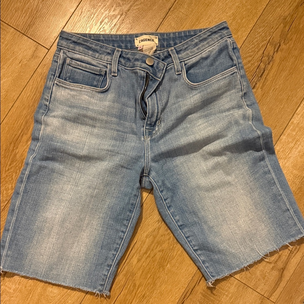 L’Agence Light Blue Denim Shorts